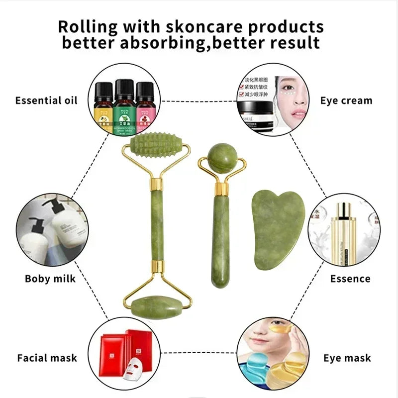 Indulge in Spa-Like Luxury at Home with Our Natural Jade Roller & Gua Sha Set - Perfect for Rejuvenating Your Skin and Soothe Your Senses!