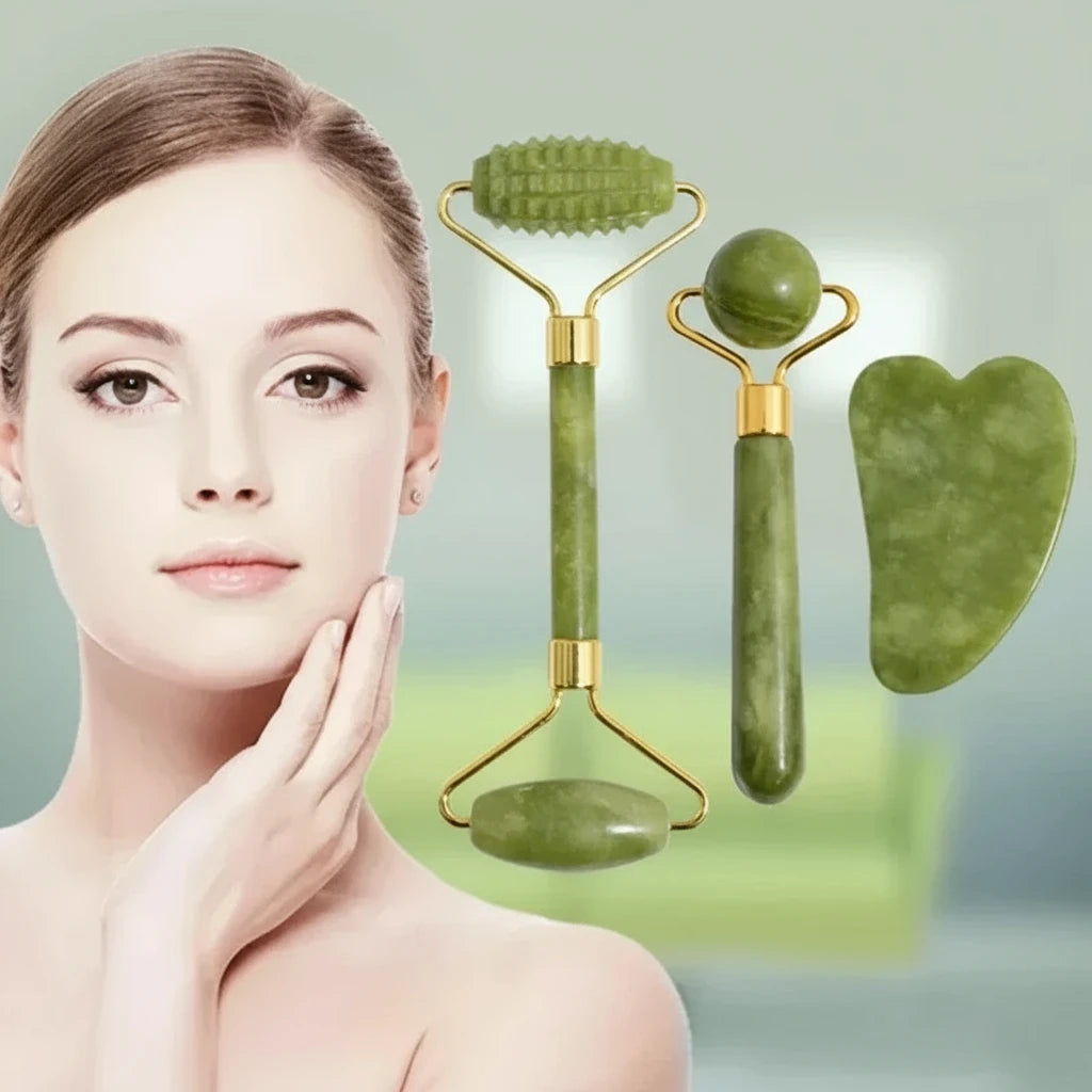 Indulge in Spa-Like Luxury at Home with Our Natural Jade Roller & Gua Sha Set - Perfect for Rejuvenating Your Skin and Soothe Your Senses!